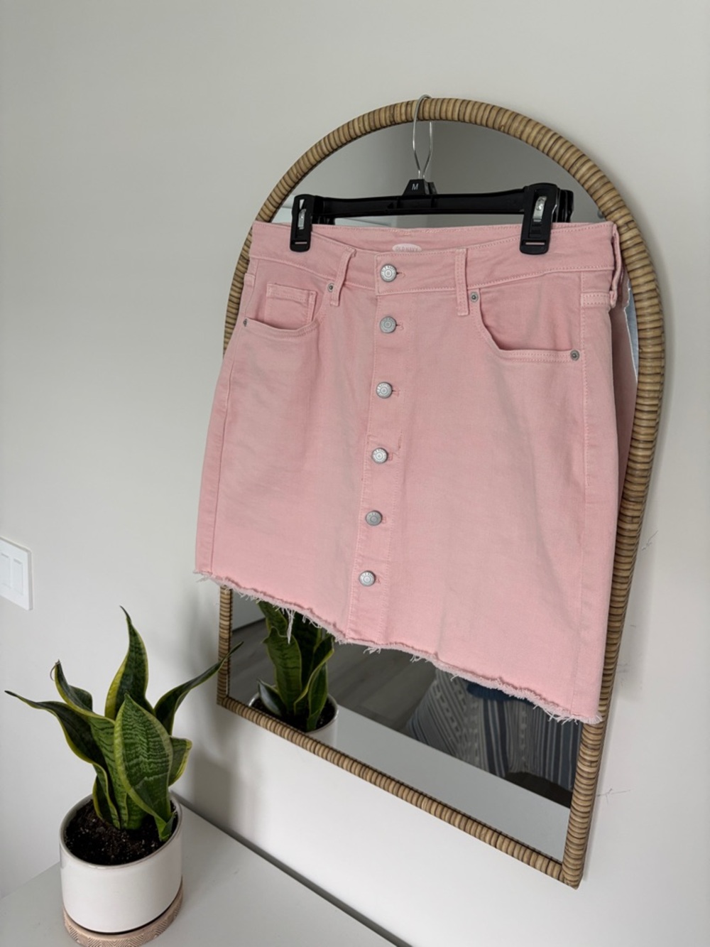 Old Navy Pink Button-Front Denim Mini Skirt
